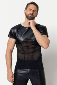 Hakon, black faux leather t-shirt - Patrice Catanzaro Official Website