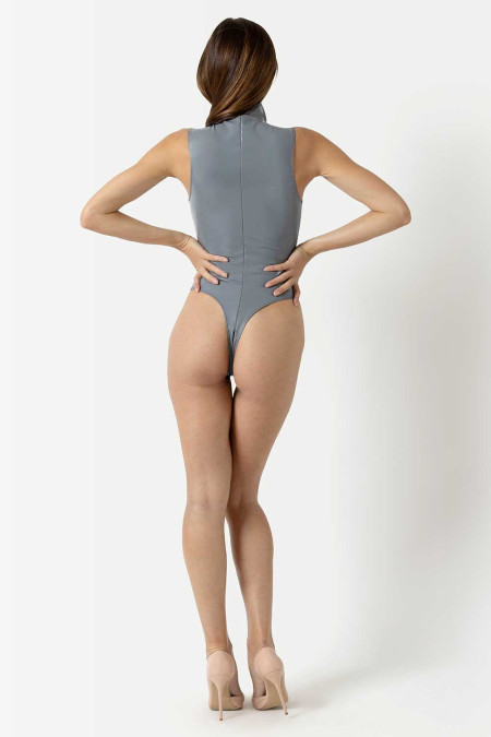 Manon, sexy grey datex bodysuit - Patrice Catanzaro Site Officiel
