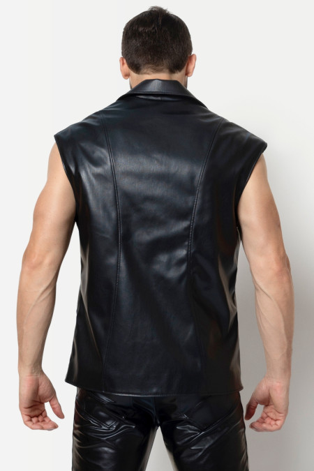 Ivar, black faux leather vest- Patrice Catanzaro Official Website