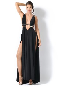 Venus, vestido largo licra negro - Patrice Catanzaro Official Website