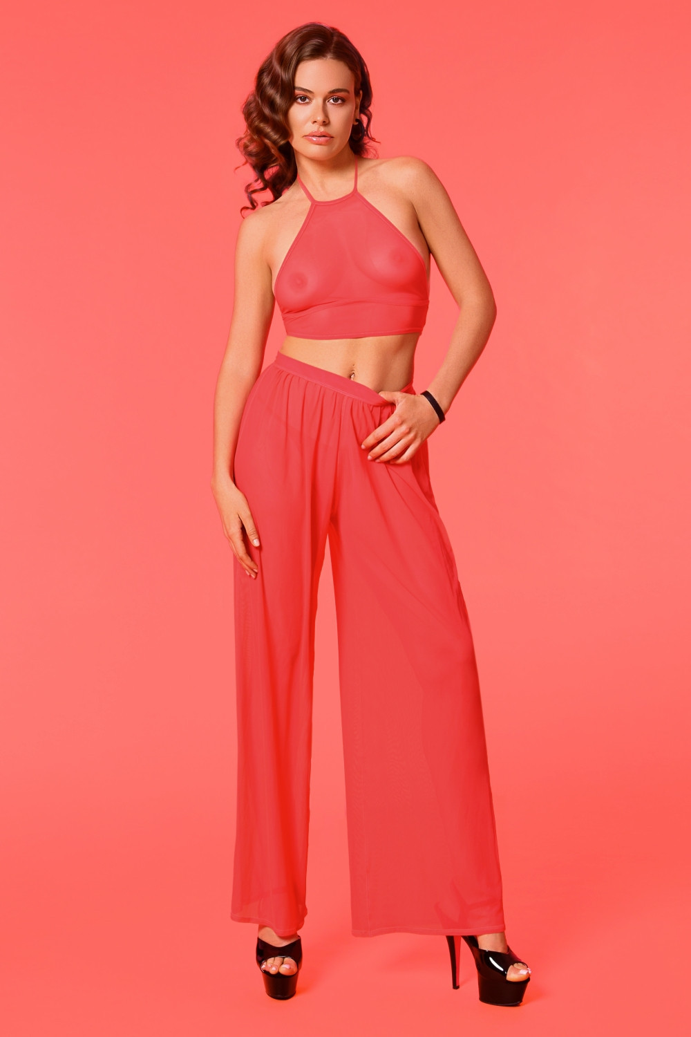Tango, pantalón malla coral - Patrice Catanzaro Página Oficial