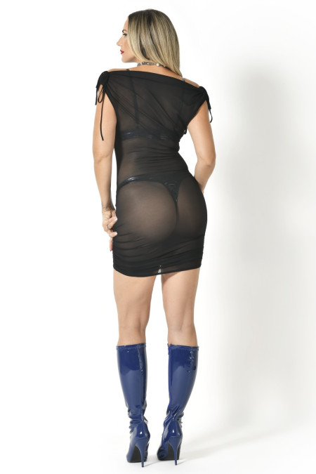 Liora, robe résille noire - Patrice Catanzaro Site Officiel