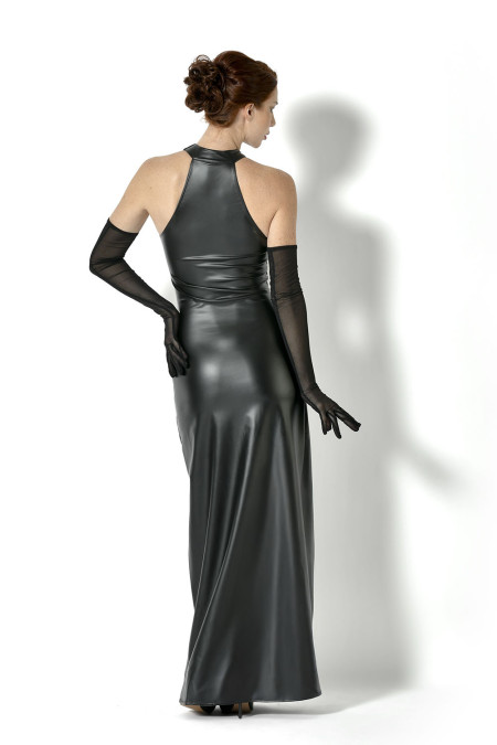 Robe de soirée noire longue et élégante, habillée en Patrice Catanzaro