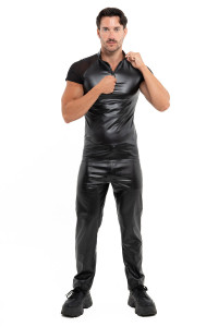 Khal, men's wetlook black t-shirt - Patrice Catanzaro Official Website