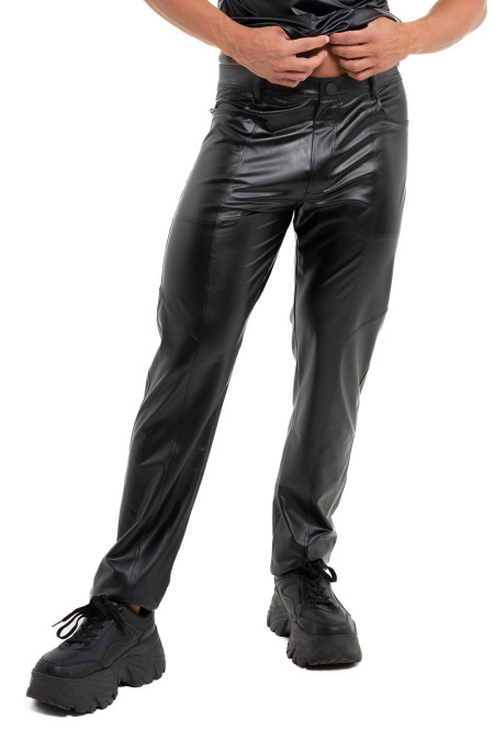 Joss, pantalon homme en wetlook noir - Patrice Catanzaro Site Officiel