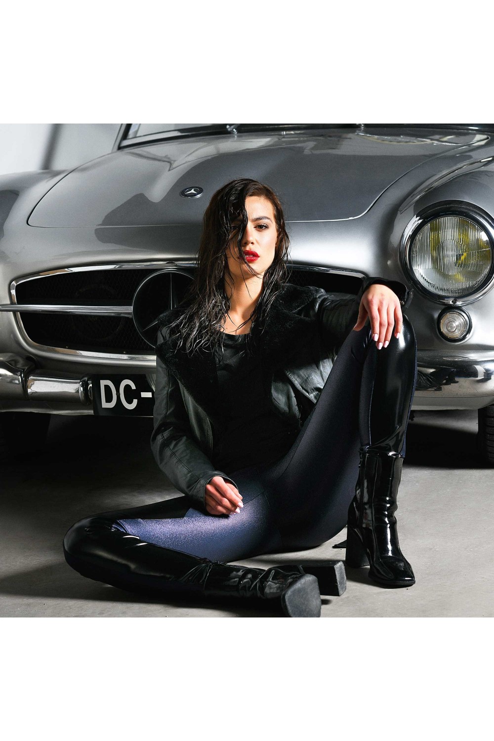 Bridget, black vinyl trousers - Patrice Catanzaro Official Website