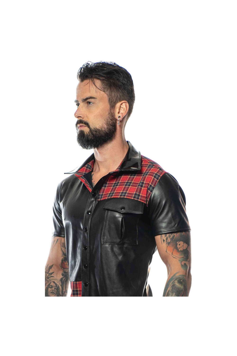 Ethan, black faux leather shirt - Patrice Catanzaro Official Website