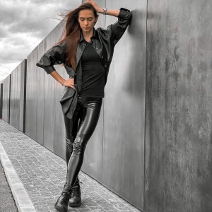 Vera, black wetlook leggings - Patrice Catanzaro Official Website